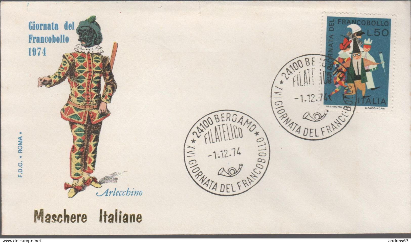 ITALIA - ITALIE - ITALY - 1974 - 16ª Giornata Del Francobollo - Arlecchino - FDC Roma - FDC