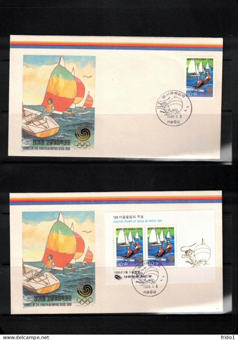 South Korea 1988 Olympic Games Seoul - Sailing Stamp+block FDC - Verano 1988: Seúl