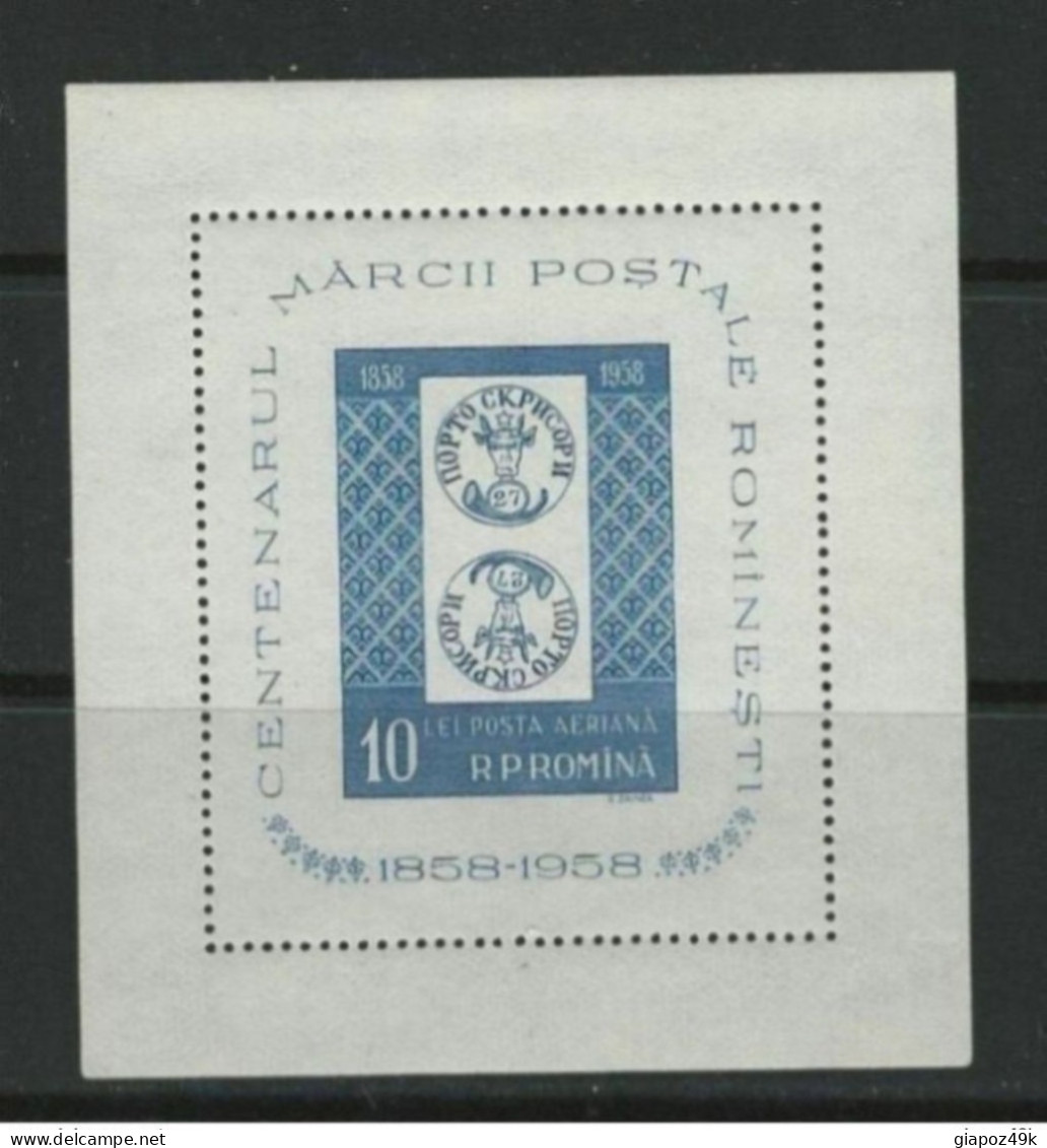 ● ROMANIA 1958 ROMINA ֍ 100 Anni Francobolli Rumeni ● BF N.° 41 * ● Cat. 55 €  ● Lotto N. X62 ● - Blocks & Kleinbögen