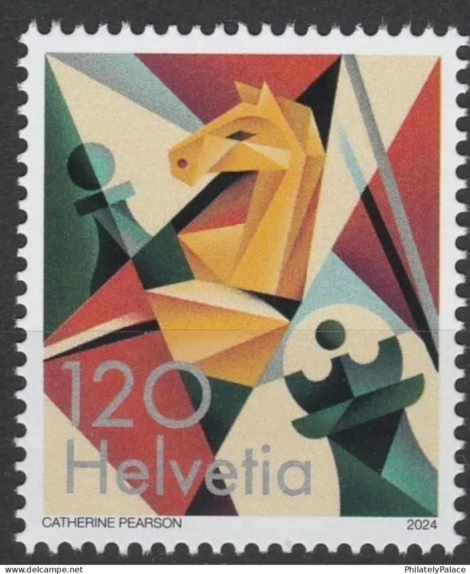 Swizerland 2024 100th Years Chess Federation ,Horse ,Bishop, King ,Knight, Pawn, 1v Stamp MNH  (**) - Neufs