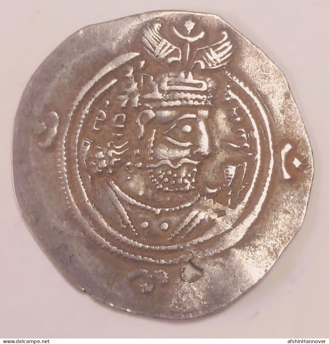 SASANIAN KINGS. Khosrau II. 591-628 AD. AR Silver Drachm Year 35 Mint MY - Orientalische Münzen