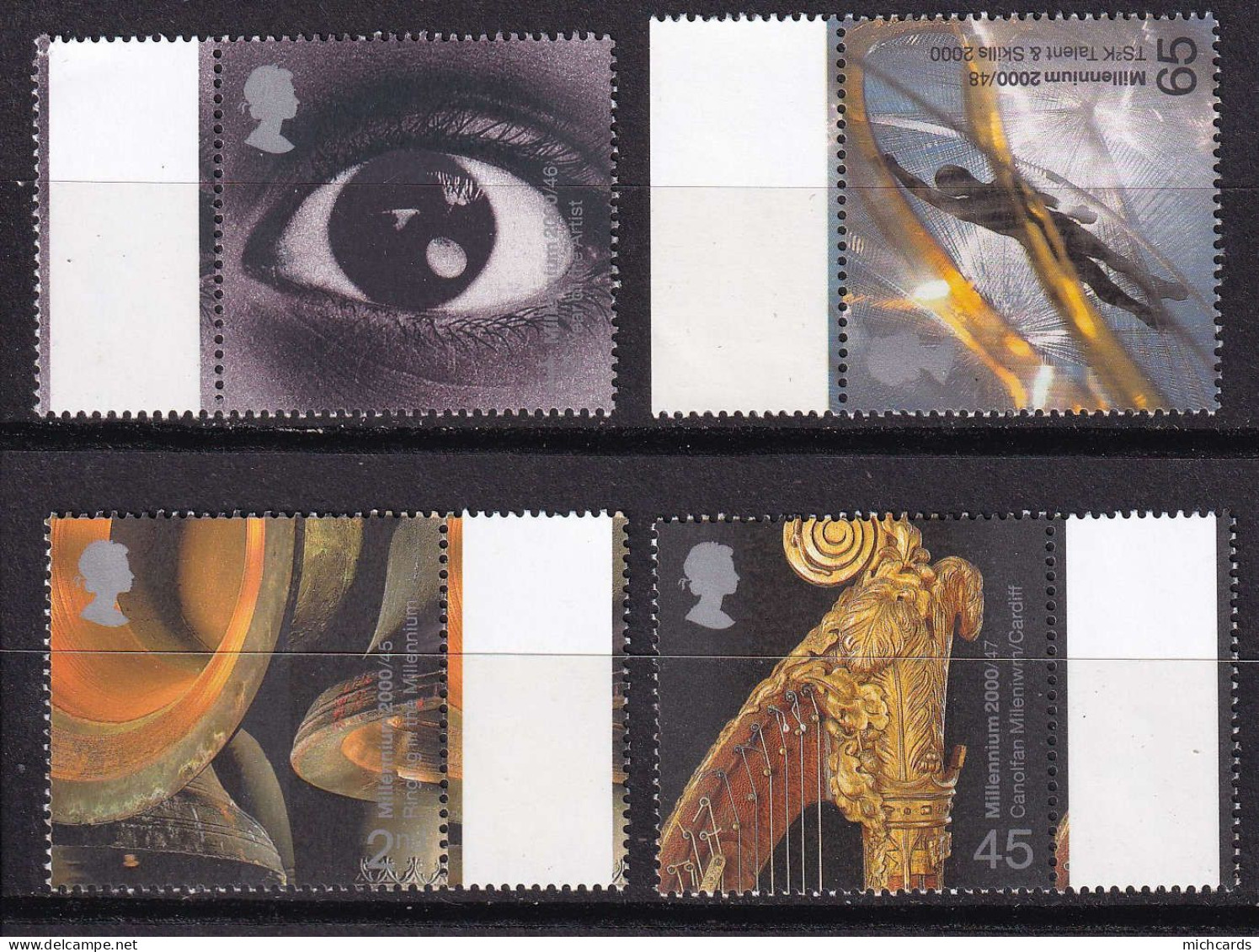 191 GRANDE BRETAGNE 2000 - Y&T 2213/16 - Son Et Vision Cloche Oeil Harpe Musique - Neuf ** (MNH) Sans Charniere - Nuevos