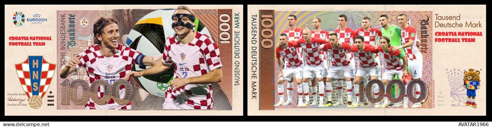 UEFA European Football Championship 2024 qualified country  Croatia 8 pieces Germany fantasy paper money