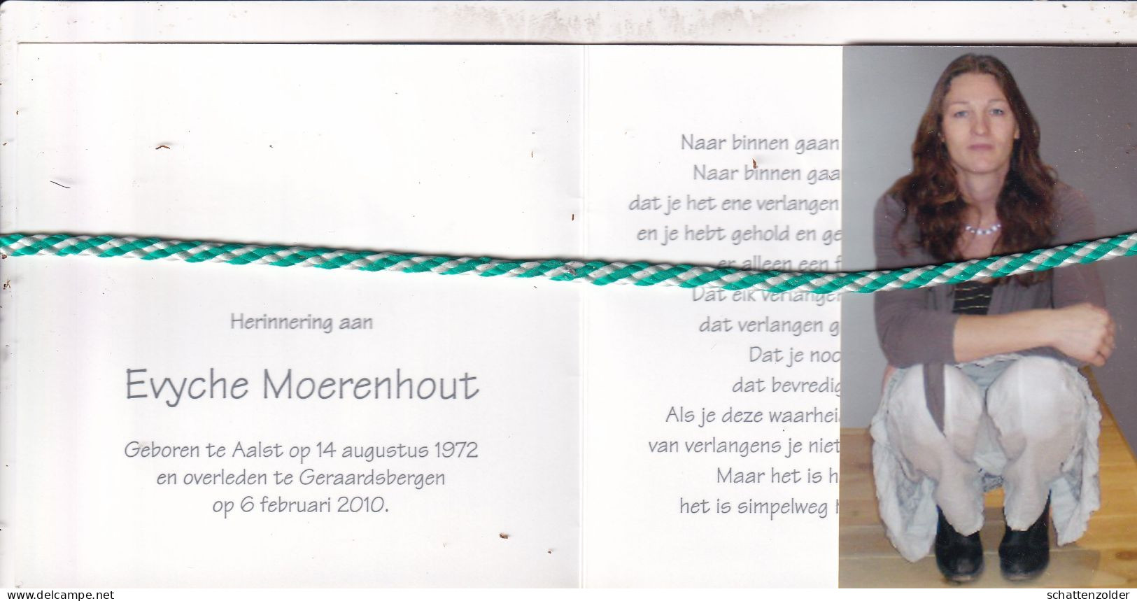 Evyche Moerenhout, Aalst 1972, Geraardsbergen 2010. Foto - Décès