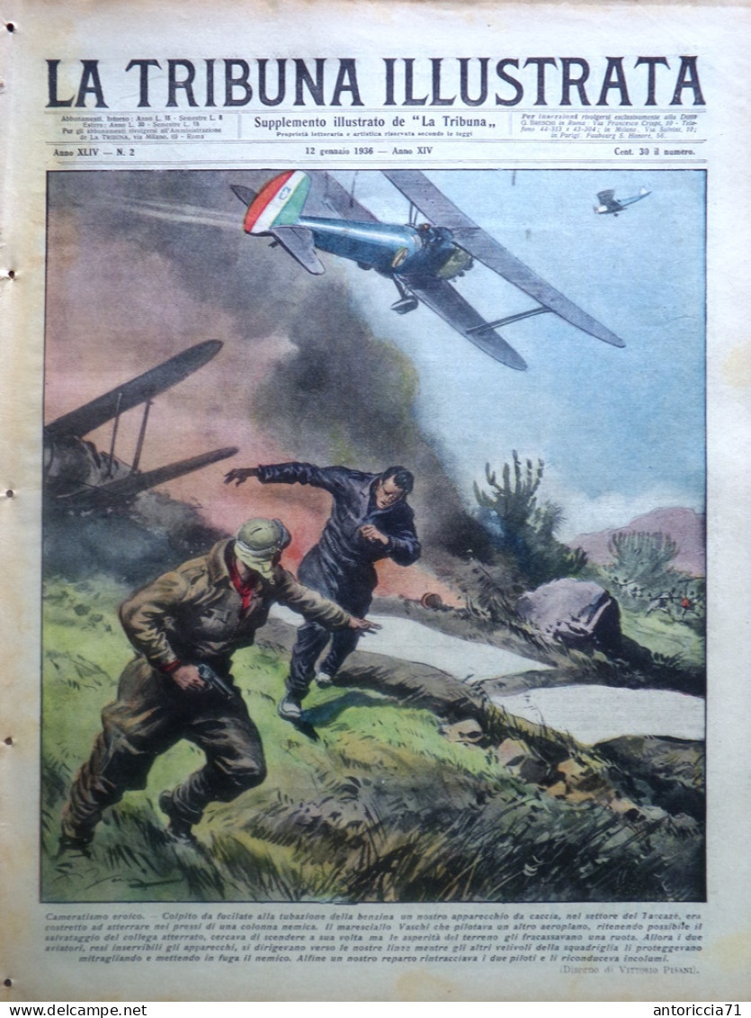 La Tribuna Illustrata 12 Gennaio 1936 Africa Orientale Elisabetta Belgio Forche - Other & Unclassified