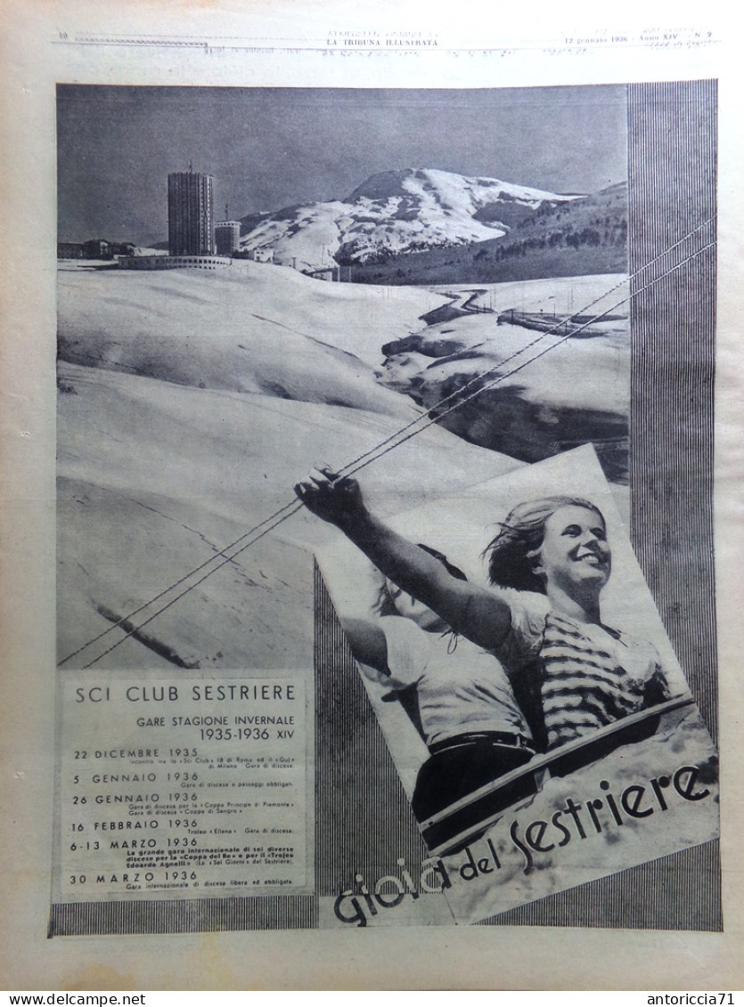 La Tribuna Illustrata 12 Gennaio 1936 Africa Orientale Elisabetta Belgio Forche - Andere & Zonder Classificatie