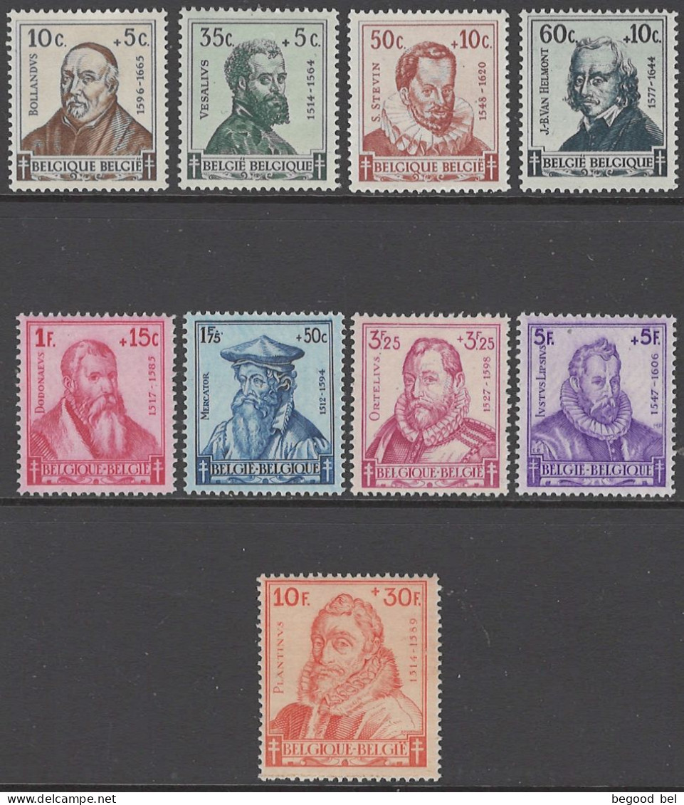 BELGIQUE - 1942 - MNH/***- LUXE - ANTITUBERCULEUX  "SAVANTS" - COB 593-601 -  Lot 26038 - Unused Stamps