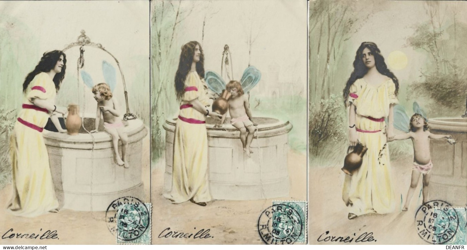 Série 1916 Cartes 1 à 6 ( 6 Cartes ) . Femme Et Fillette Libellule Au Puit. - Collections & Lots