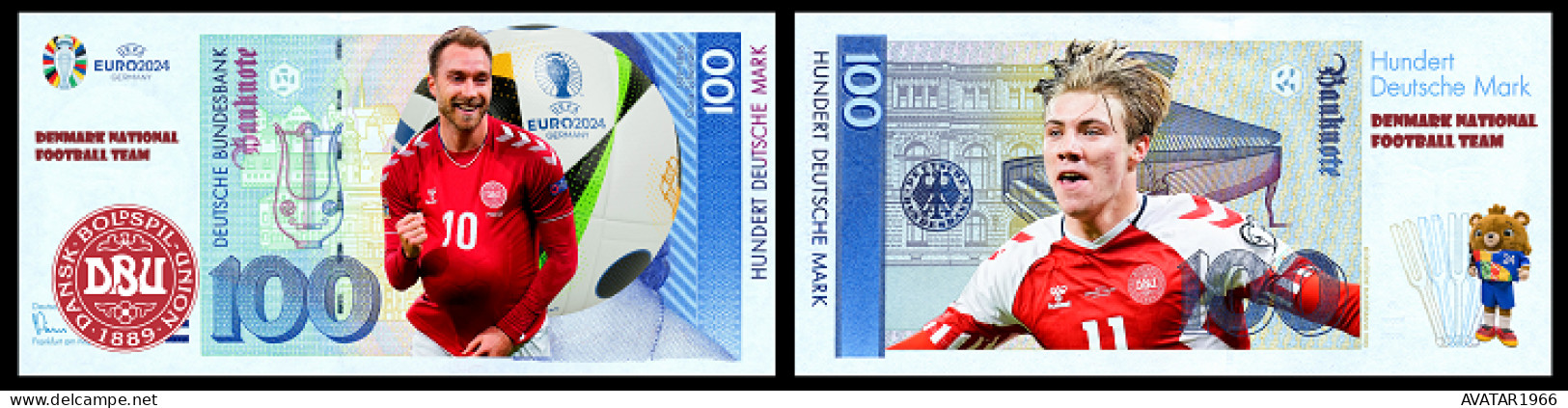 UEFA European Football Championship 2024 qualified country  Denmark 8 pieces Germany fantasy paper money