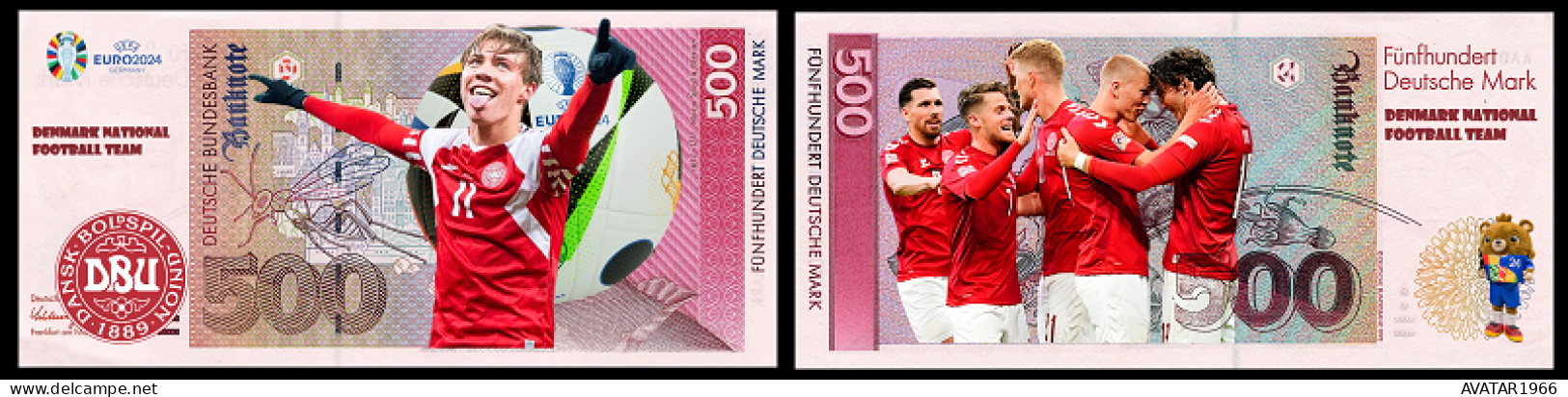UEFA European Football Championship 2024 qualified country  Denmark 8 pieces Germany fantasy paper money