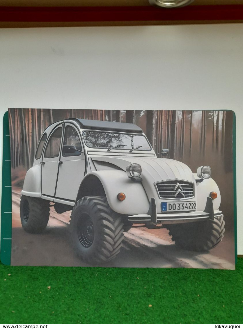 Citroen 2cv - 2 Cv Bois - Rue Pavees - Affiche Poster - Voitures