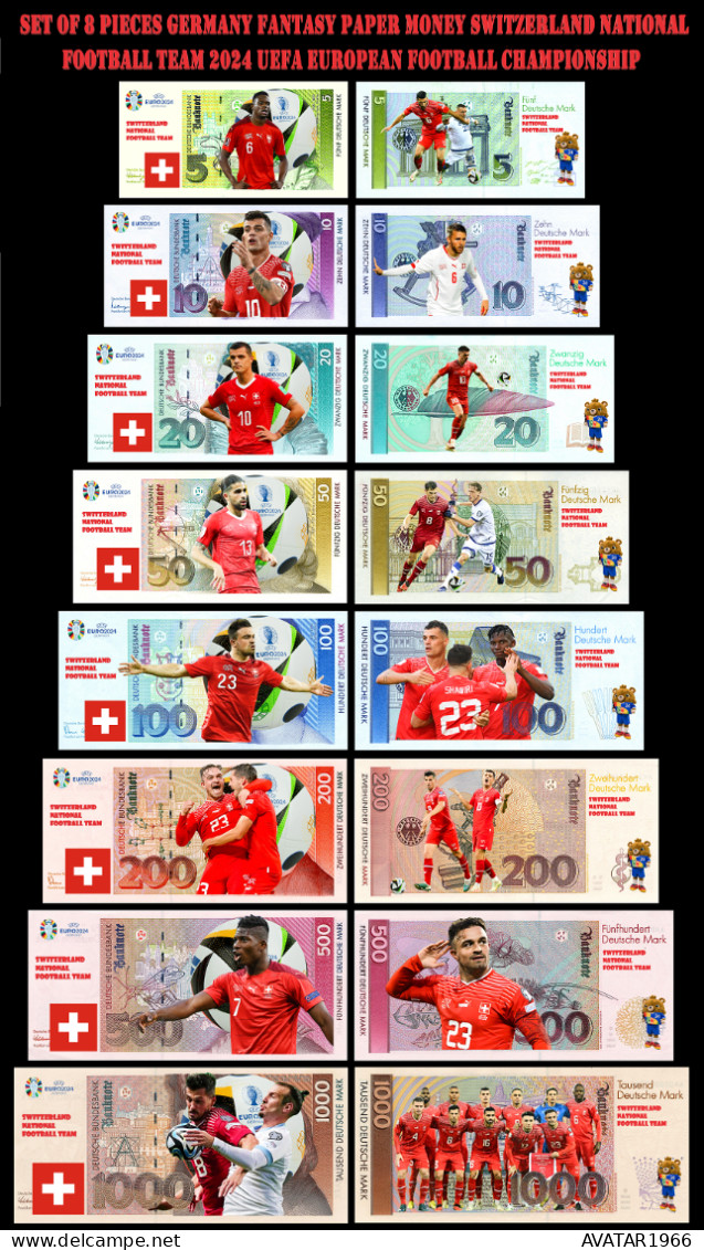 UEFA European Football Championship 2024 Qualified Country Switzerland 8 Pieces Germany Fantasy Paper Money - [15] Commémoratifs & Emissions Spéciales