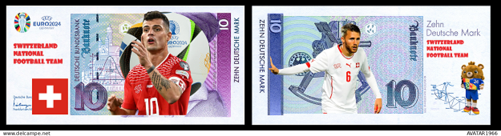 UEFA European Football Championship 2024 Qualified Country Switzerland 8 Pieces Germany Fantasy Paper Money - Gedenkausgaben