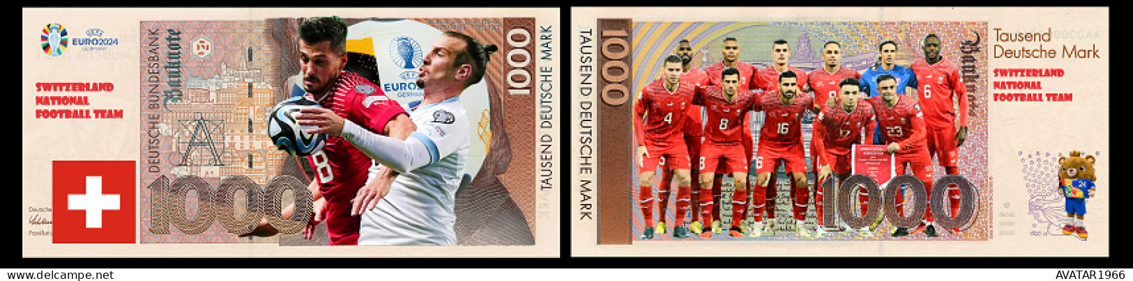 UEFA European Football Championship 2024 qualified country Switzerland 8 pieces Germany fantasy paper money