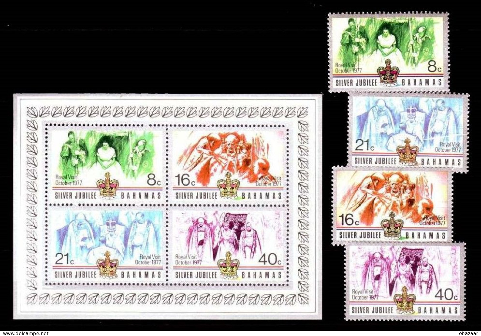 Bahamas 1977 Royalty, Kings & Queens Of England, Queen Elizabeth II, Silver Jubilee Stamps Sheet MNH - Bahama's (1973-...)