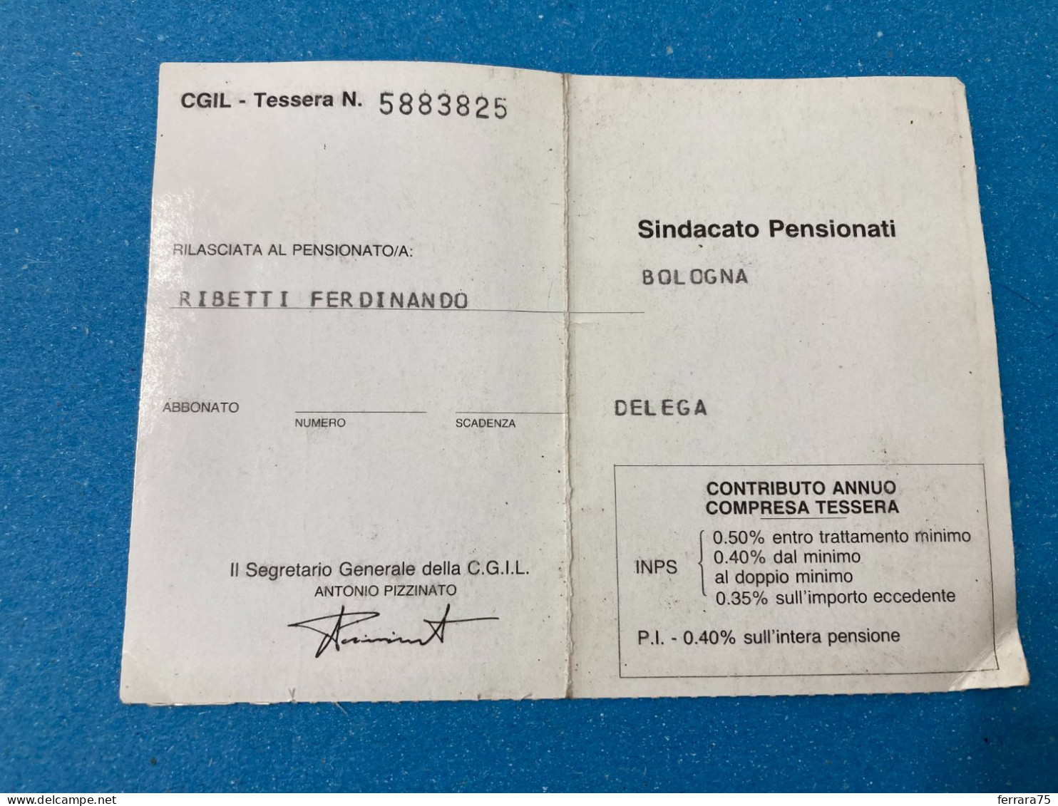 TESSERA CGIL 1989 BOLOGNA. - Mitgliedskarten