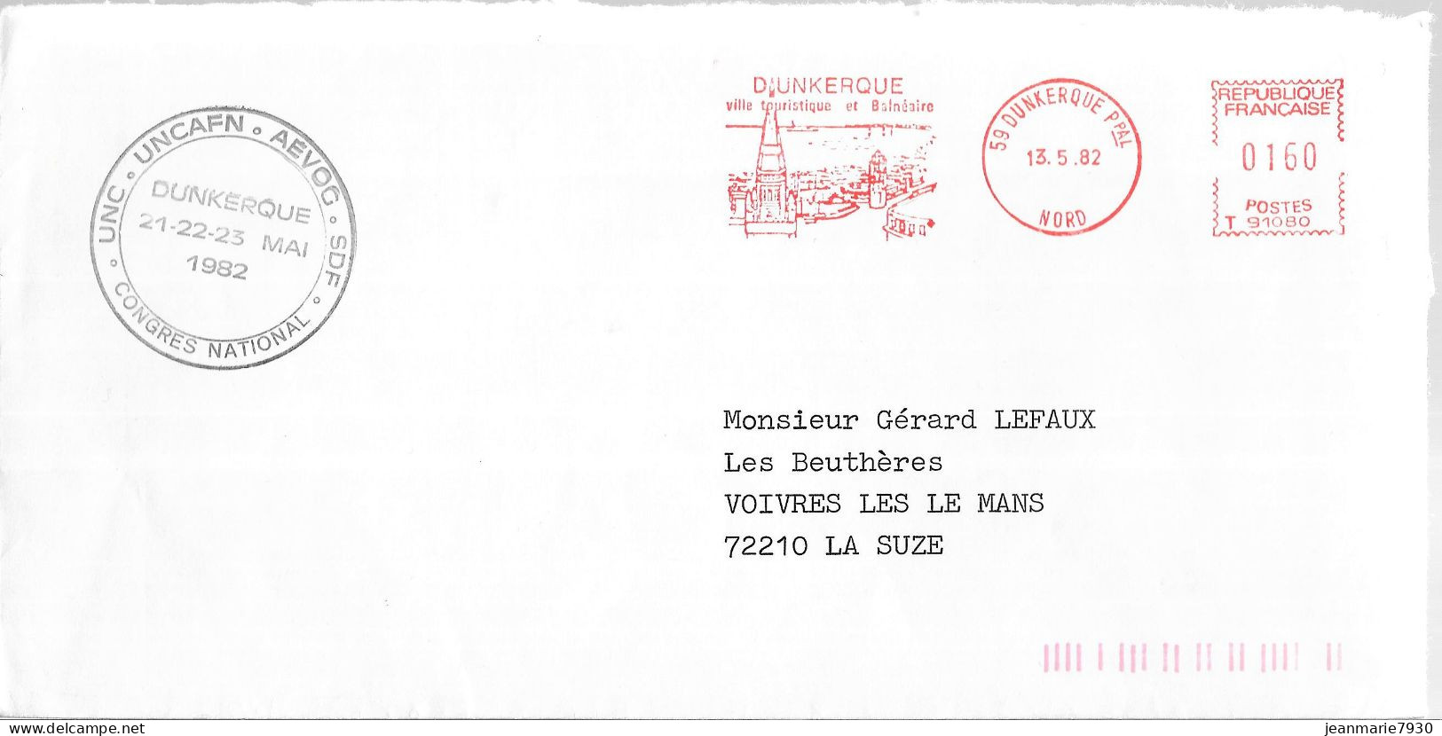 P290 - LETTRE UNCAFN DE DUNKERQUE DU 13/05/82 - FLAMME - Lettres & Documents