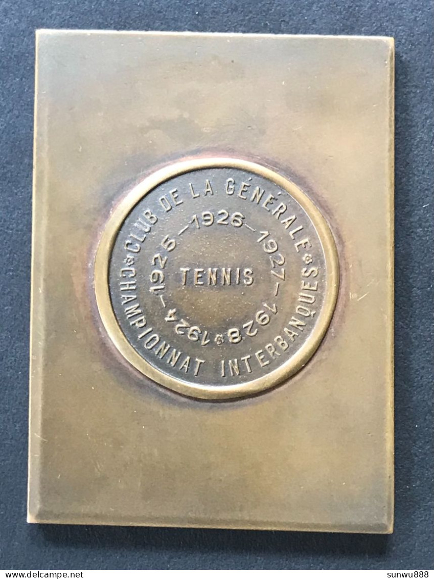 Jolie Médaille Tennis 1927 Championnat Interbanque Signée Mich. L Octroyée à Mr Taffe - Andere & Zonder Classificatie