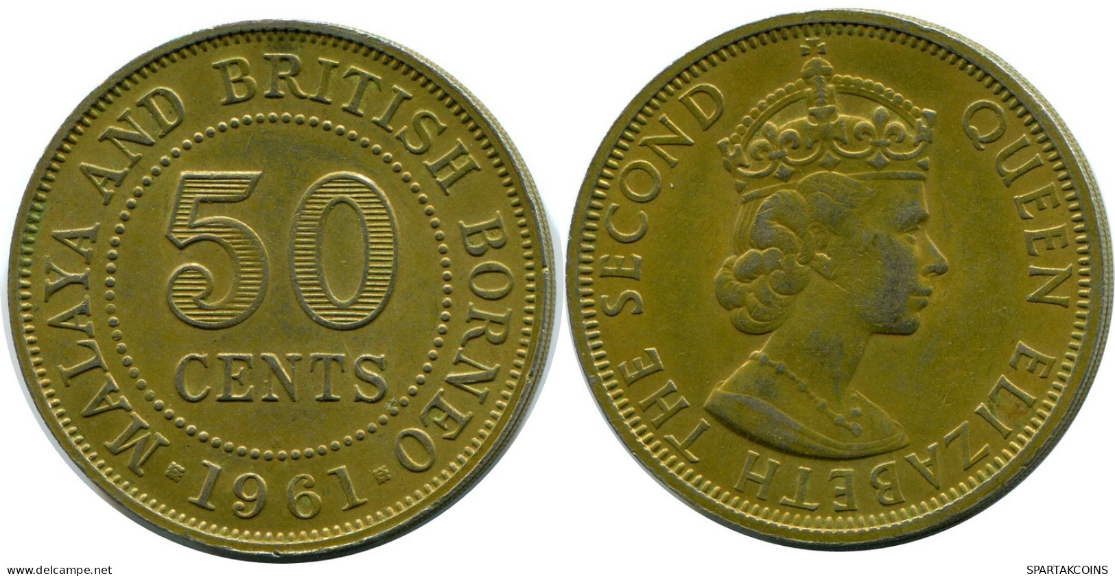 50 CENTS 1961 Malaya&British Borneo Moneda #AZ069.E.A - Sonstige – Asien
