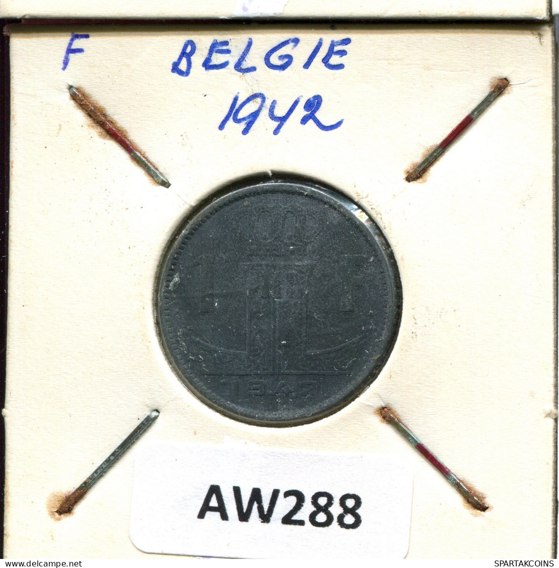 1 FRANC 1942 BELGIE-BELGIQUE BELGIQUE BELGIUM Pièce #AW288.F.A - 1 Franc