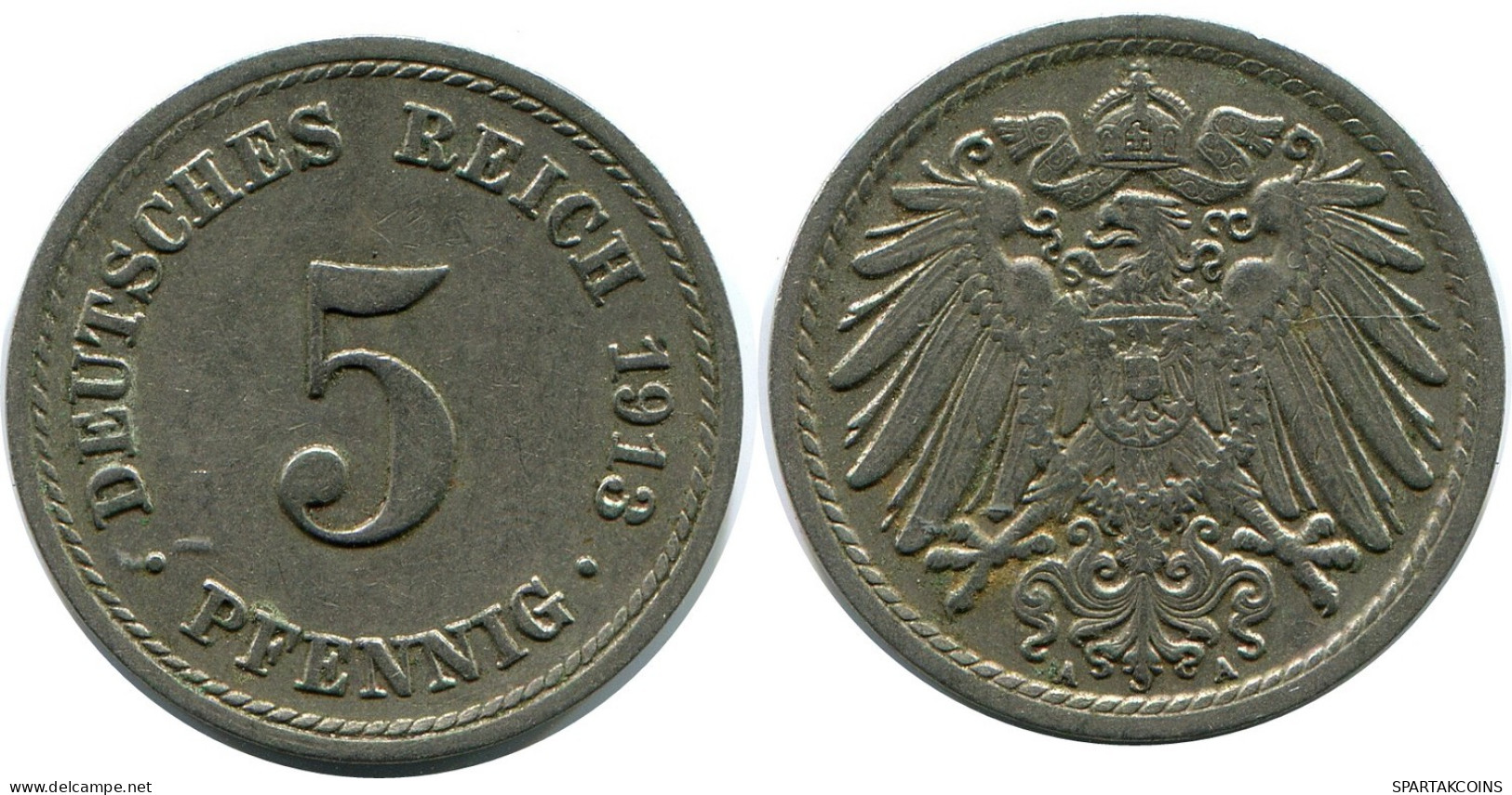 5 PFENNIG 1913 A DEUTSCHLAND Münze GERMANY #DB163.D.A - 5 Pfennig