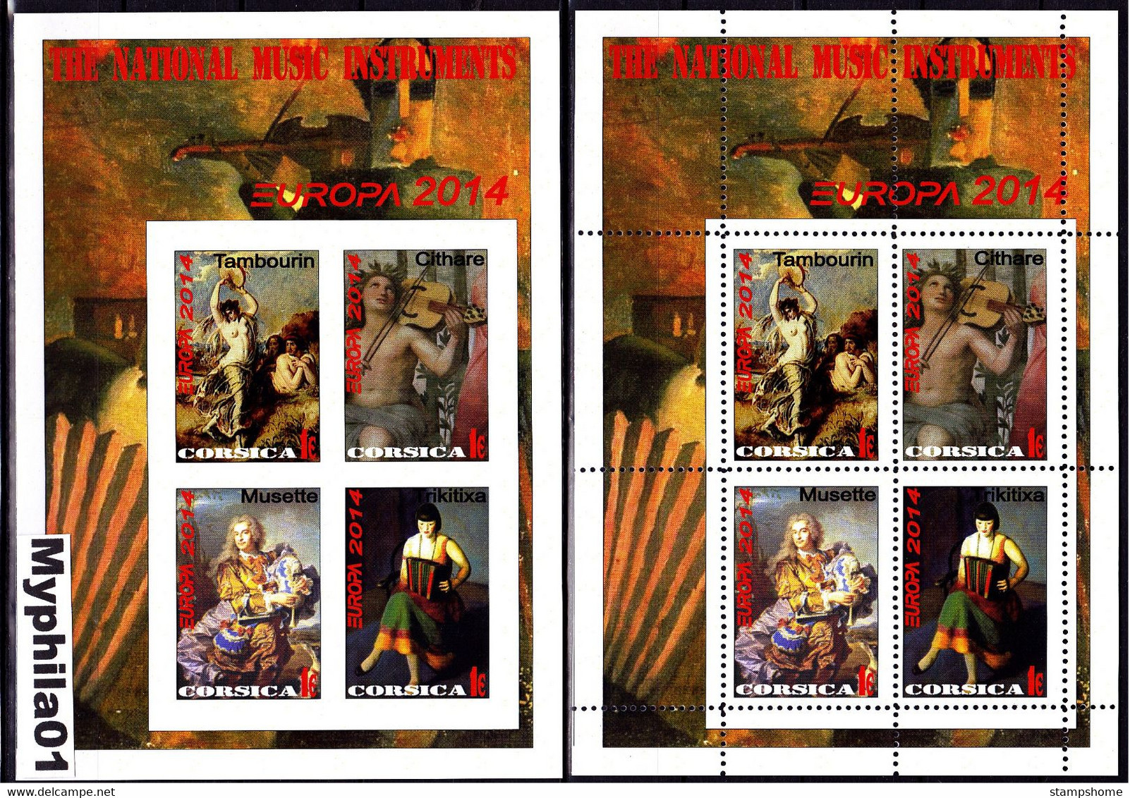 Corsica - 2014 - Europa Thema & Music - 2.Mini S/Sheet (imp.+perf.) Private İssue ** MNH - Erinnophilie