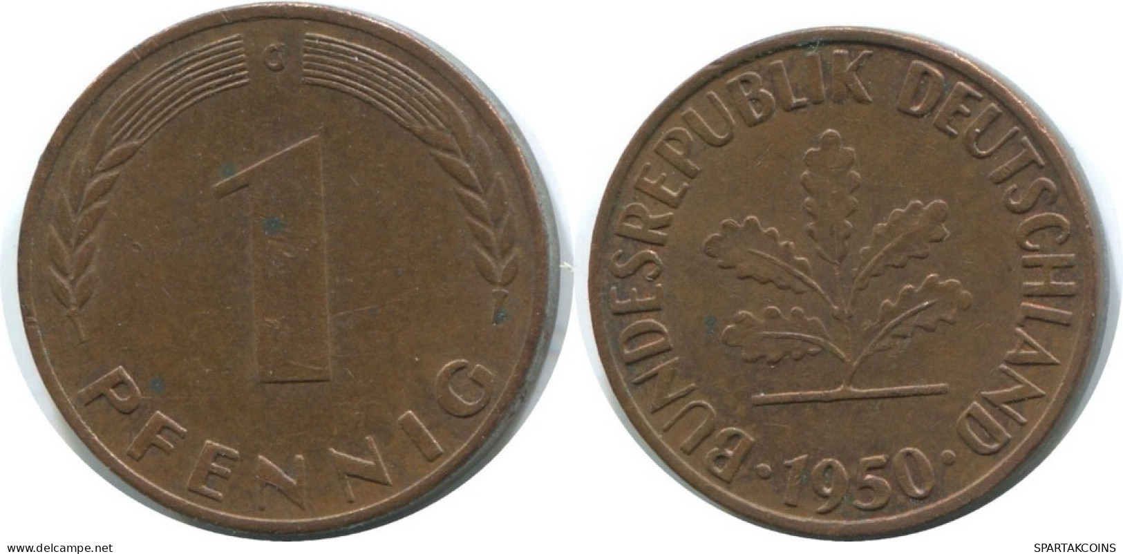 1 PFENNIG 1950 C WEST & UNIFIED GERMANY Coin #AD882.9.U.A - 1 Pfennig