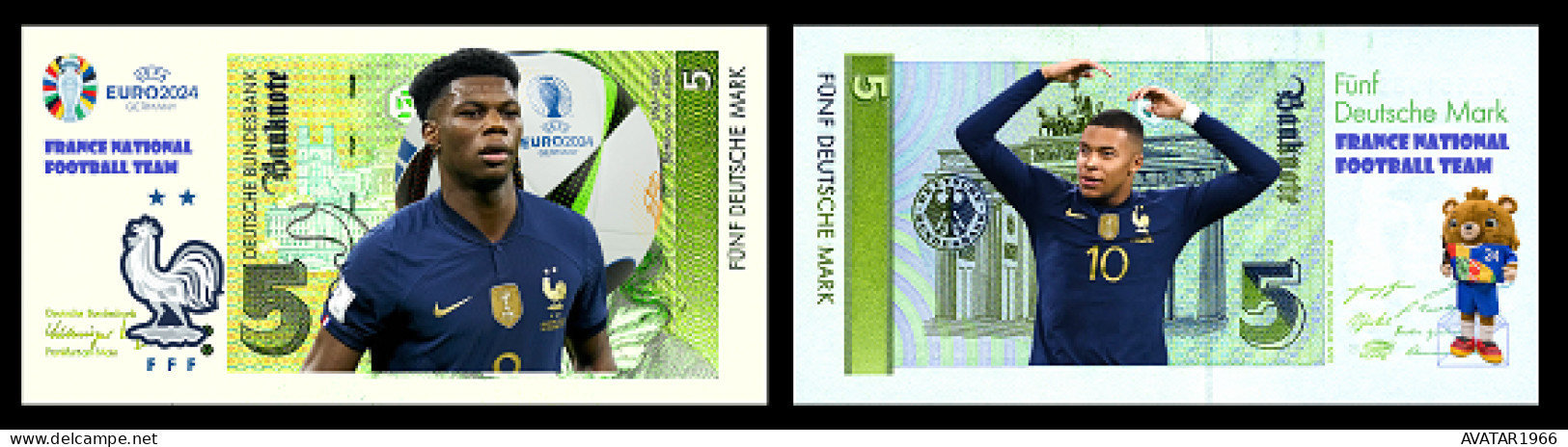 UEFA European Football Championship 2024 Qualified Country  France 8 Pieces Germany Fantasy Paper Money - Gedenkausgaben