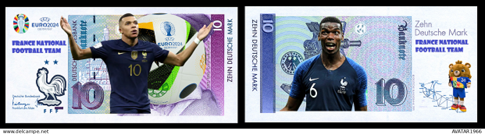 UEFA European Football Championship 2024 Qualified Country  France 8 Pieces Germany Fantasy Paper Money - Gedenkausgaben