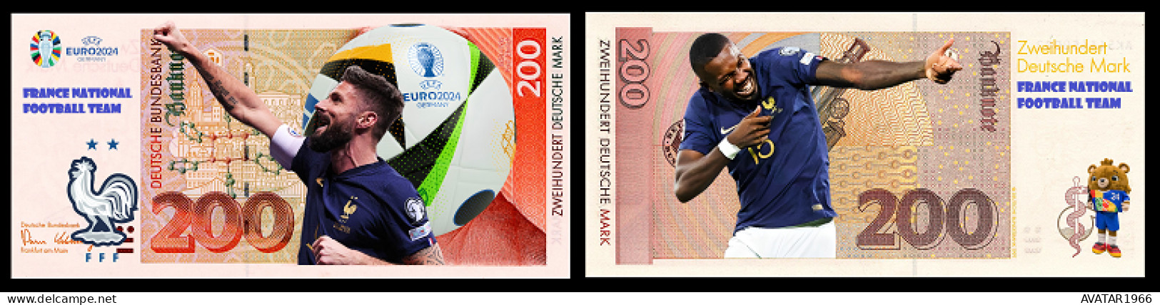 UEFA European Football Championship 2024 qualified country  France 8 pieces Germany fantasy paper money