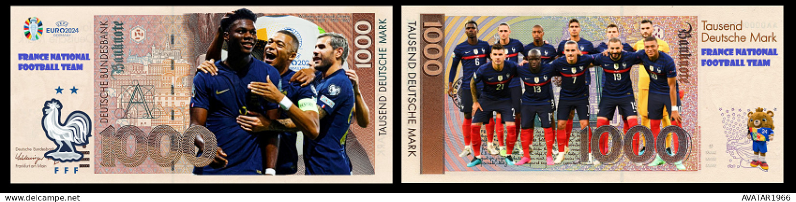 UEFA European Football Championship 2024 qualified country  France 8 pieces Germany fantasy paper money