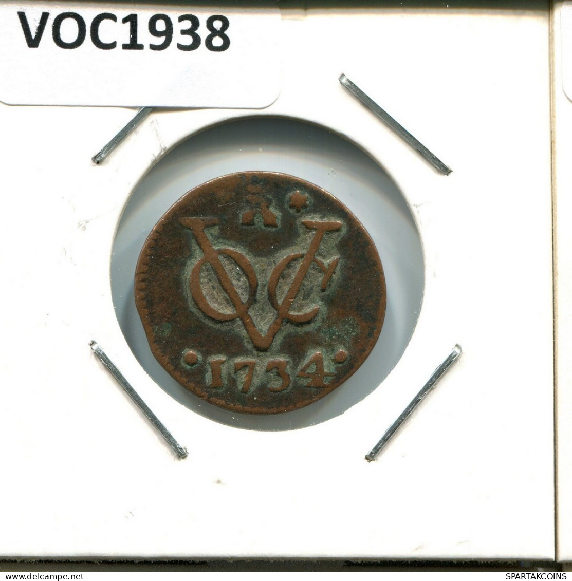 1734 ZEALAND VOC DUIT INDES NÉERLANDAIS NETHERLANDS NEW YORK COLONIAL PENNY #VOC1938.10.F.A - Niederländisch-Indien