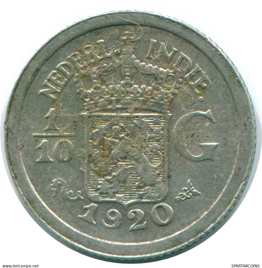 1/10 GULDEN 1920 NETHERLANDS EAST INDIES SILVER Colonial Coin #NL13410.3.U.A - Niederländisch-Indien