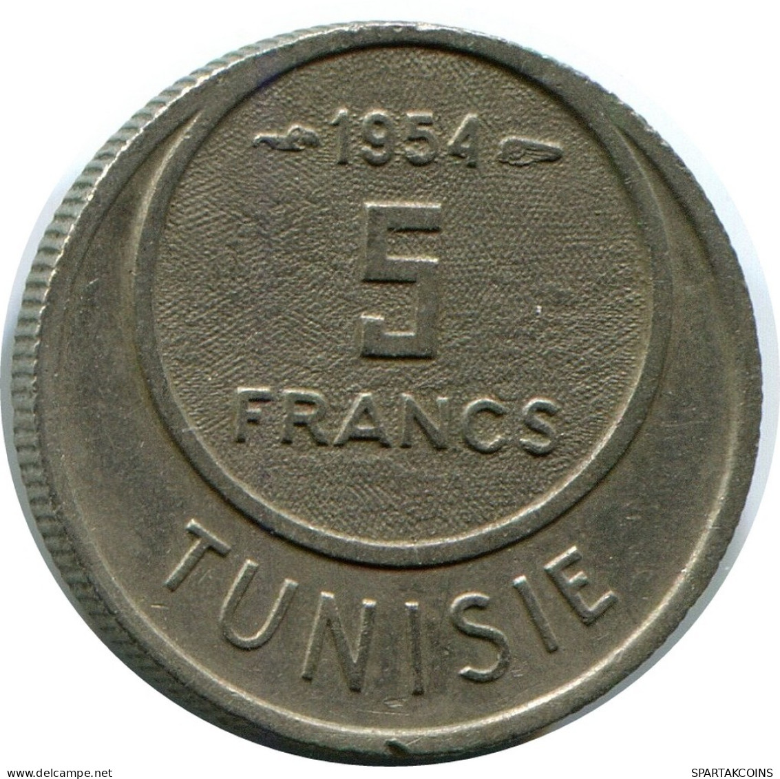 5 FRANCS 1954 TUNESIEN TUNISIA Münze #AP449.D.A - Tunisie