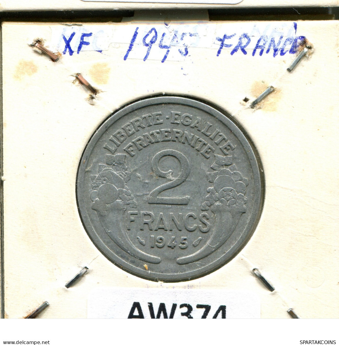 2 FRANCS 1945 FRANKREICH FRANCE Französisch Münze #AW374.D.A - 2 Francs