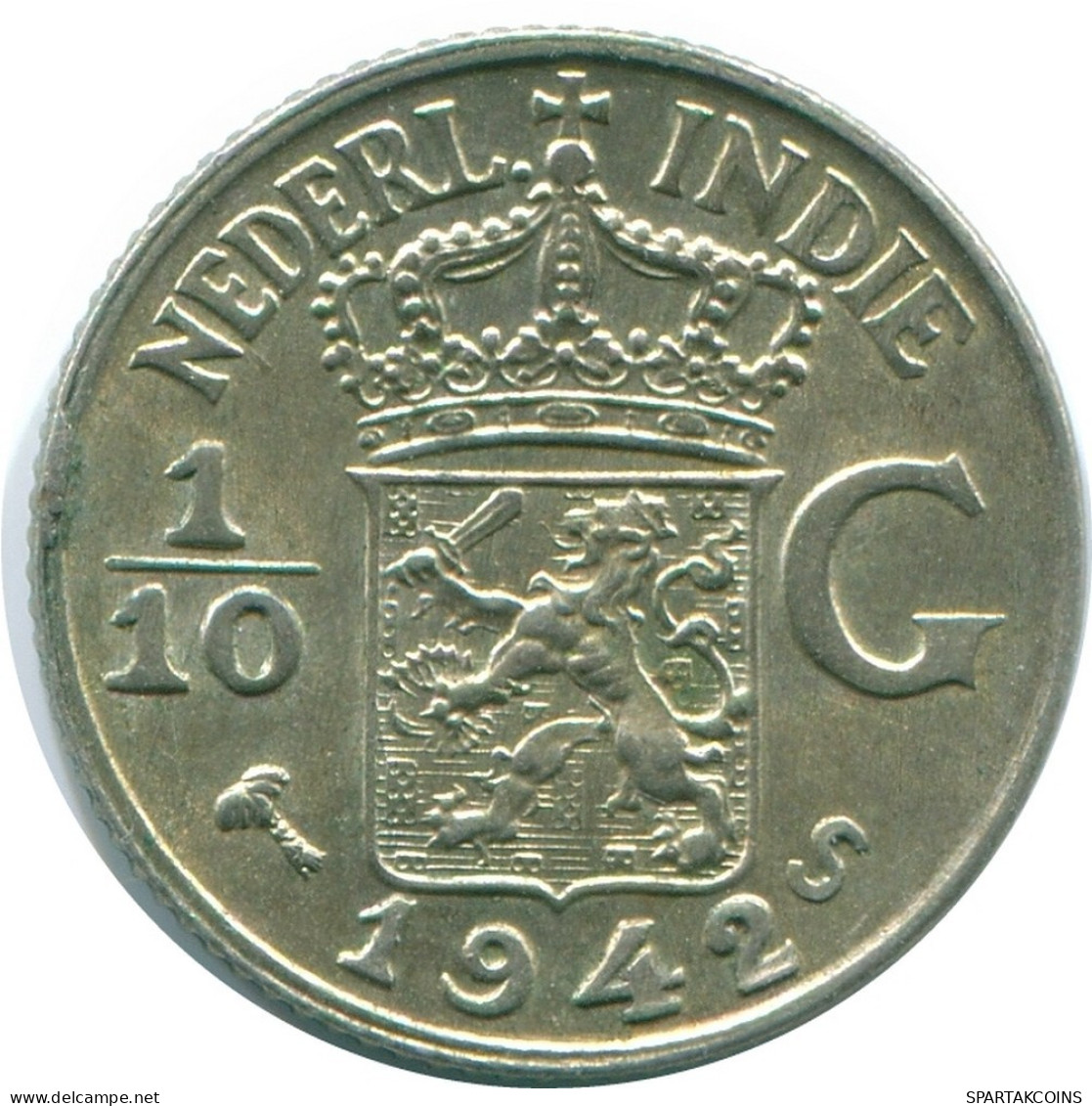 1/10 GULDEN 1942 INDIAS ORIENTALES DE LOS PAÍSES BAJOS PLATA #NL13962.3.E.A - Indes Néerlandaises
