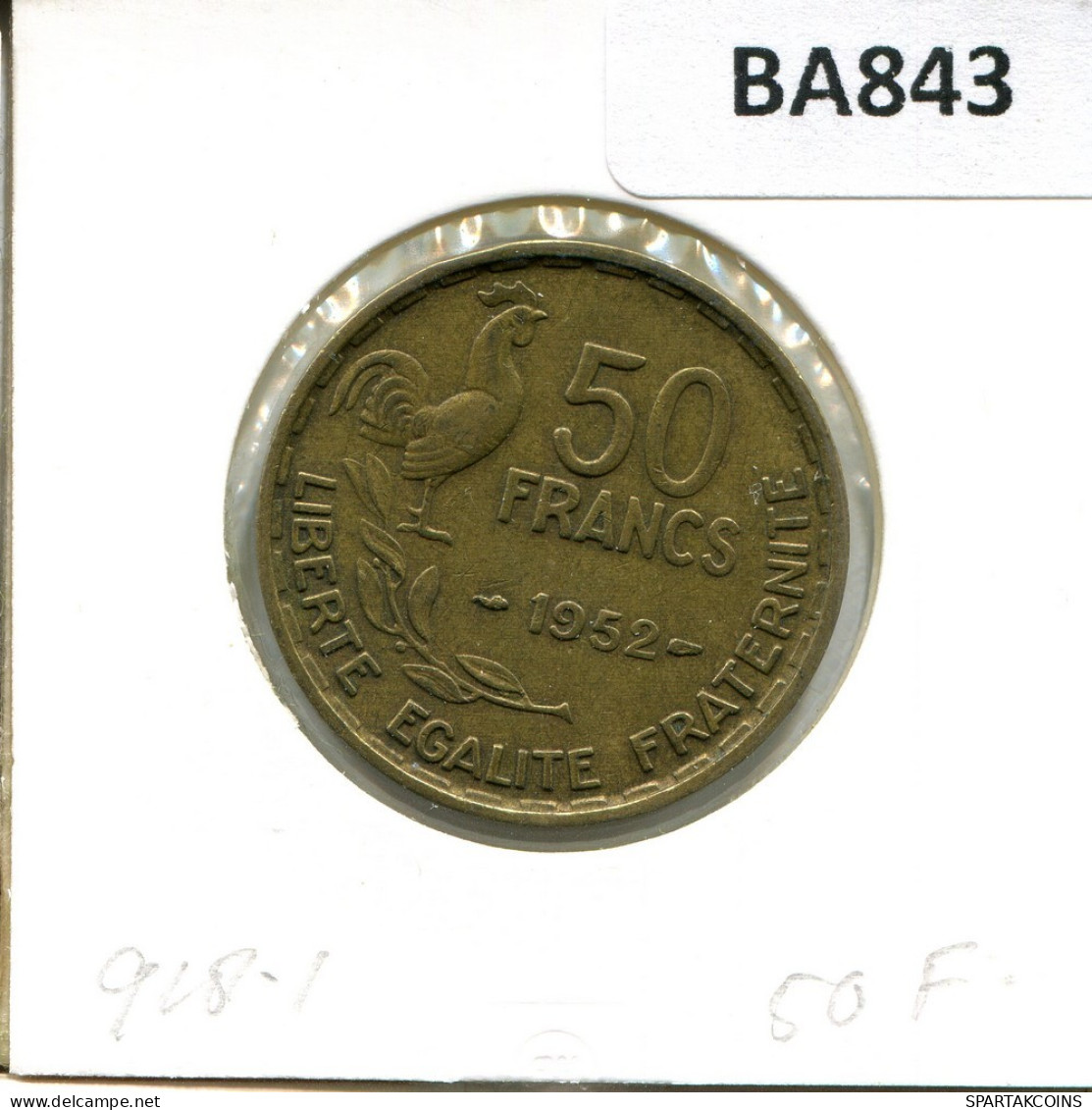 50 FRANCS 1952 FRANCE French Coin #BA843.U.A - 50 Francs