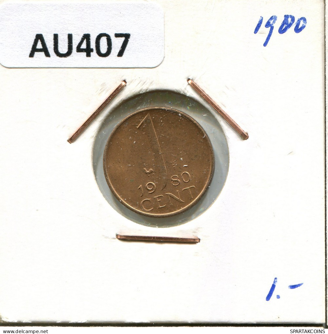 1 CENT 1980 NEERLANDÉS NETHERLANDS Moneda #AU407.E.A - 1948-1980 : Juliana