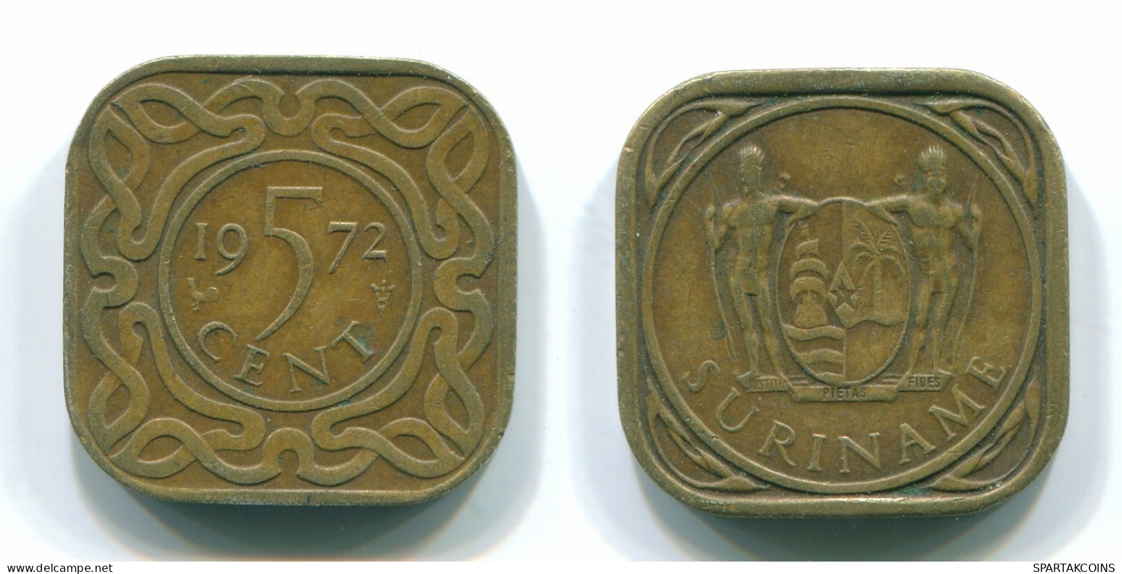 5 CENTS 1972 SURINAM NIEDERLANDE Nickel-Brass Koloniale Münze #S12970.D.A - Surinam 1975 - ...