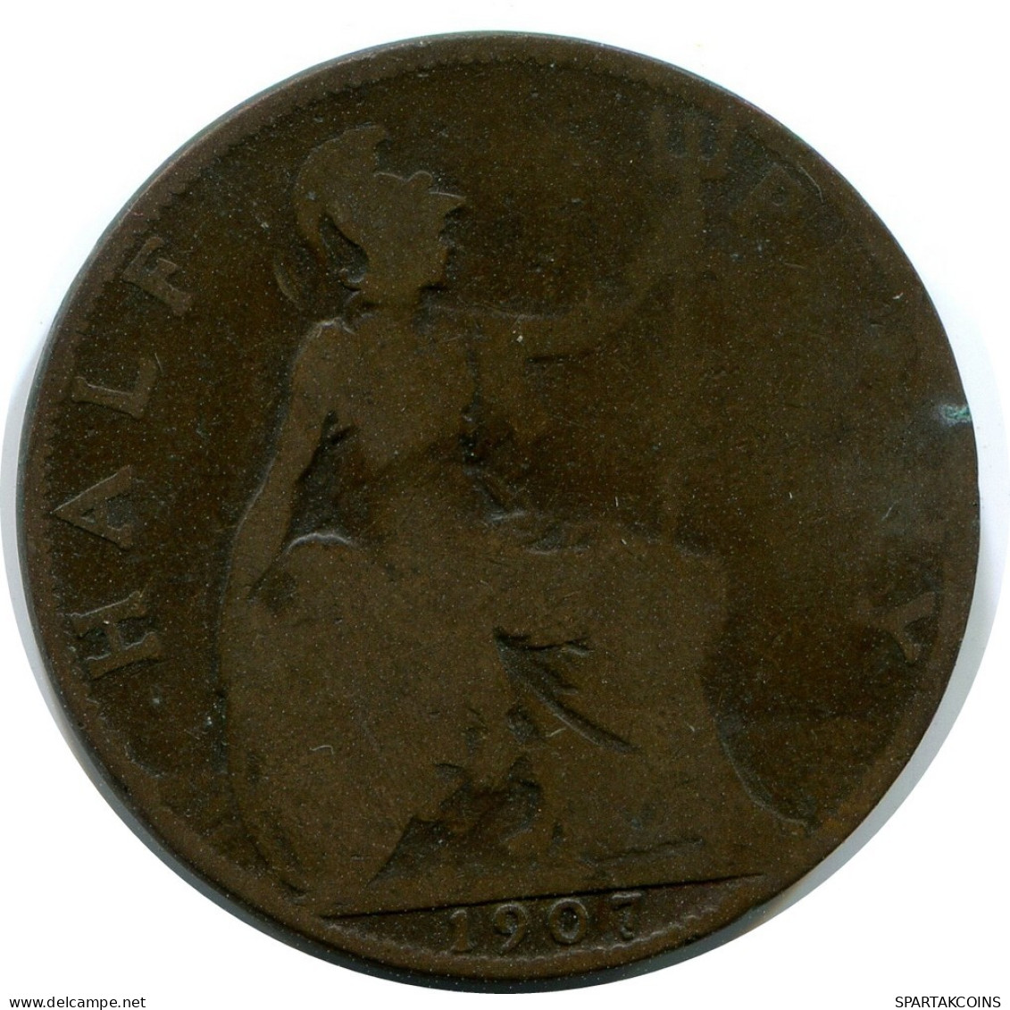 HALF PENNY 1907 UK GREAT BRITAIN Coin #AZ618.U.A - C. 1/2 Penny