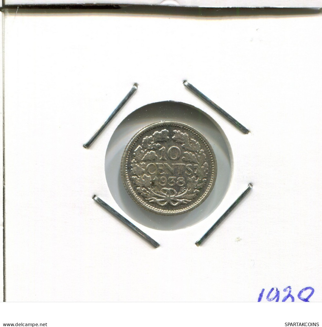 10 CENTS 1938 NIEDERLANDE NETHERLANDS SILBER Münze #AR717.D.A - 10 Cent