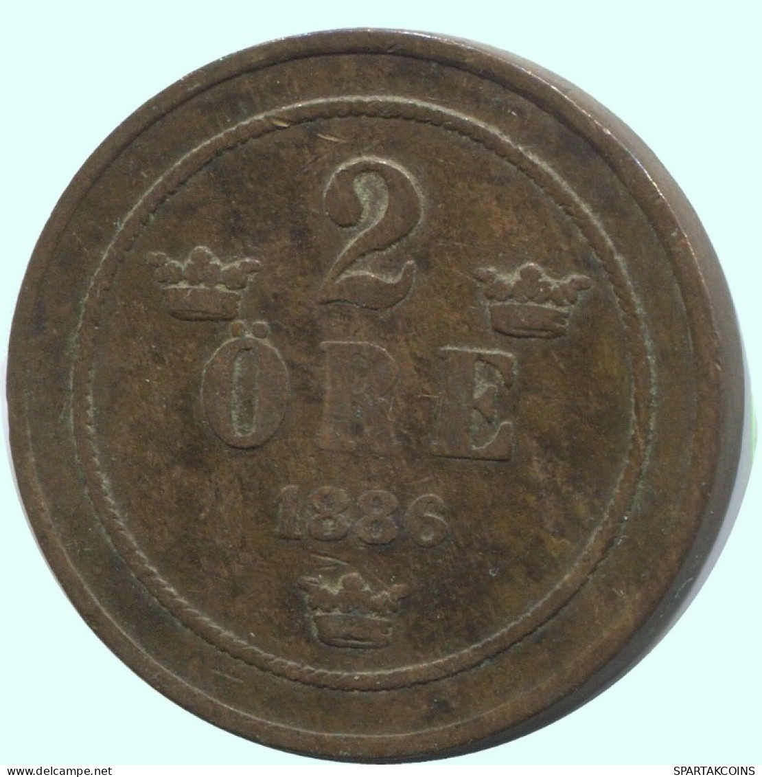 2 ORE 1886 SWEDEN Coin #AC900.2.U.A - Sweden