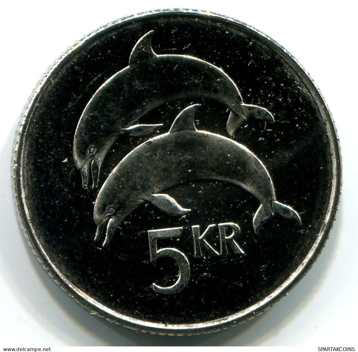 5 KRONA 1996 ICELAND UNC Dolphins Coin #W10998.U.A - Iceland