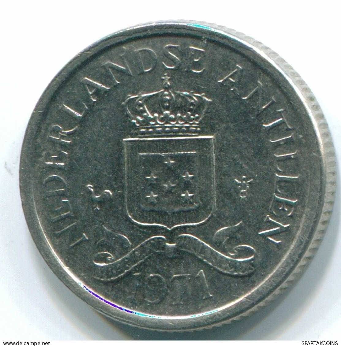 10 CENTS 1971 ANTILLES NÉERLANDAISES Nickel Colonial Pièce #S13471.F.A - Antilles Néerlandaises