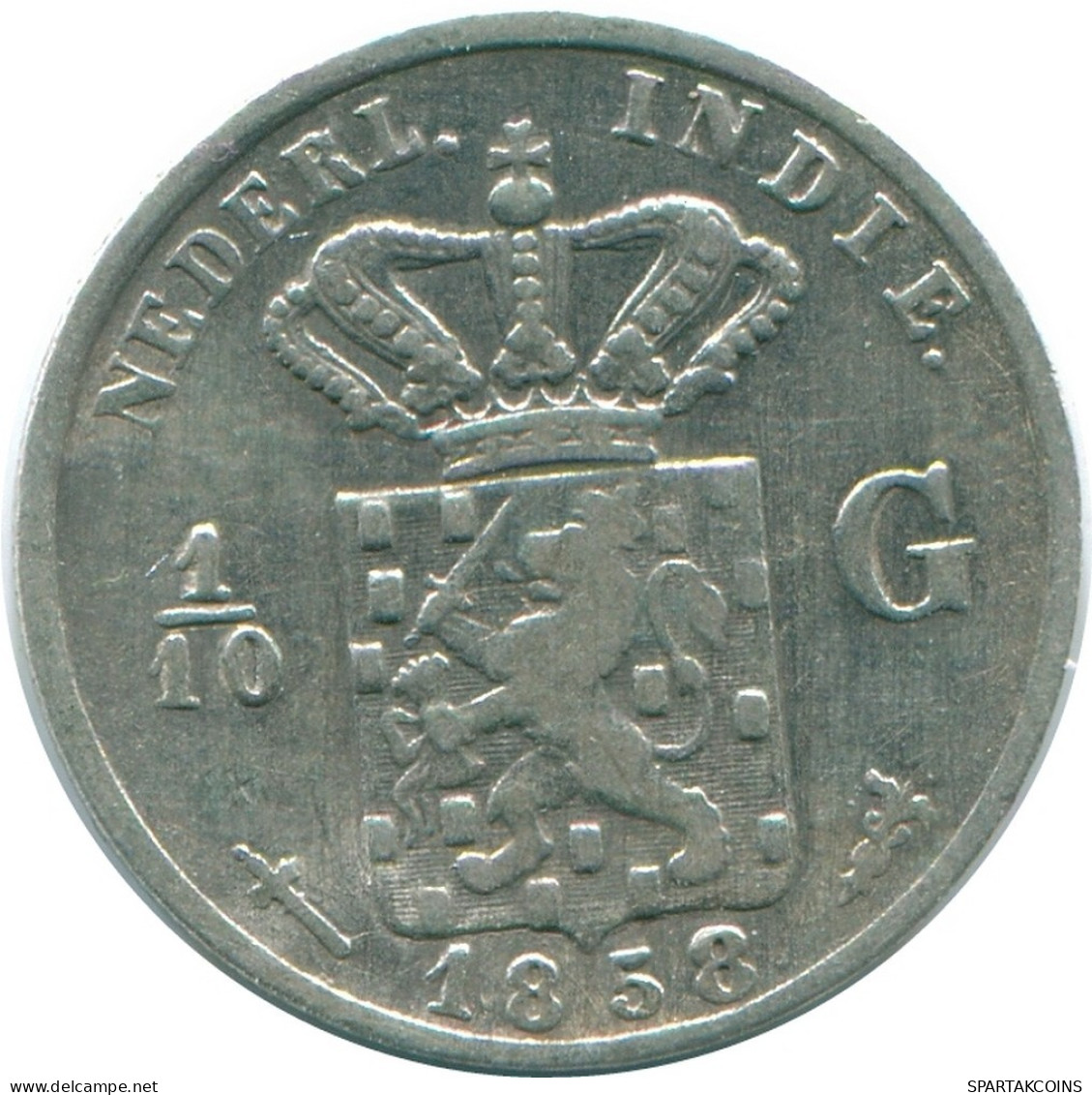 1/10 GULDEN 1858 NIEDERLANDE OSTINDIEN SILBER Koloniale Münze #NL13167.3.D.A - Indes Néerlandaises