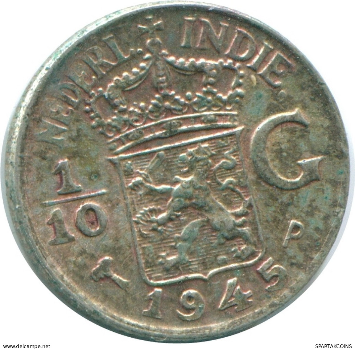 1/10 GULDEN 1945 P NIEDERLANDE OSTINDIEN SILBER Koloniale Münze #NL14152.3.D.A - Indes Néerlandaises
