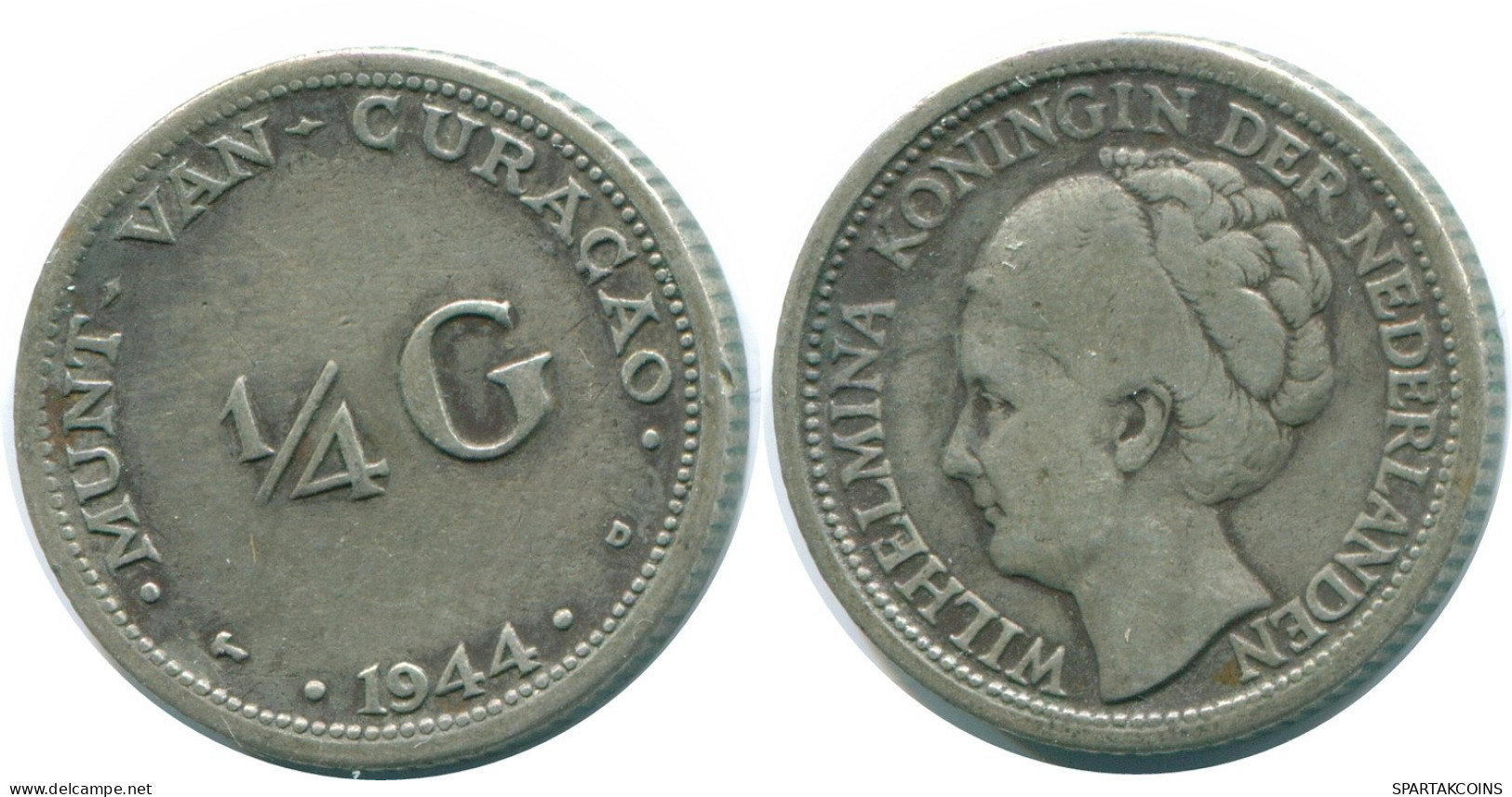 1/4 GULDEN 1944 CURACAO Netherlands SILVER Colonial Coin #NL10603.4.U.A - Curaçao