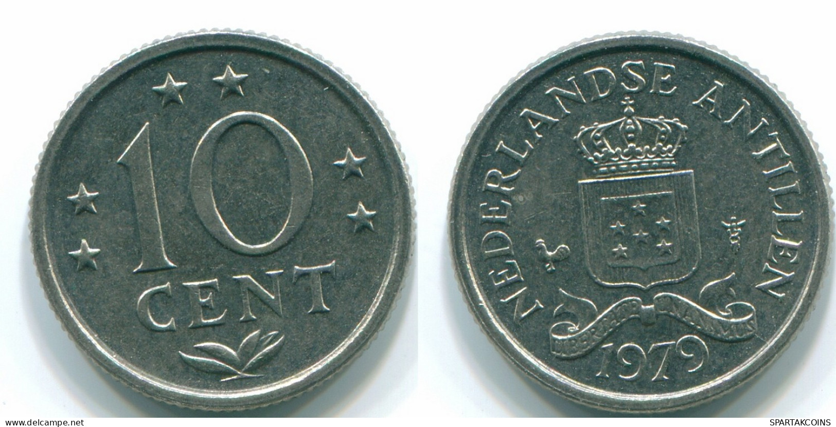 10 CENTS 1979 NETHERLANDS ANTILLES Nickel Colonial Coin #S13613.U.A - Antilles Néerlandaises