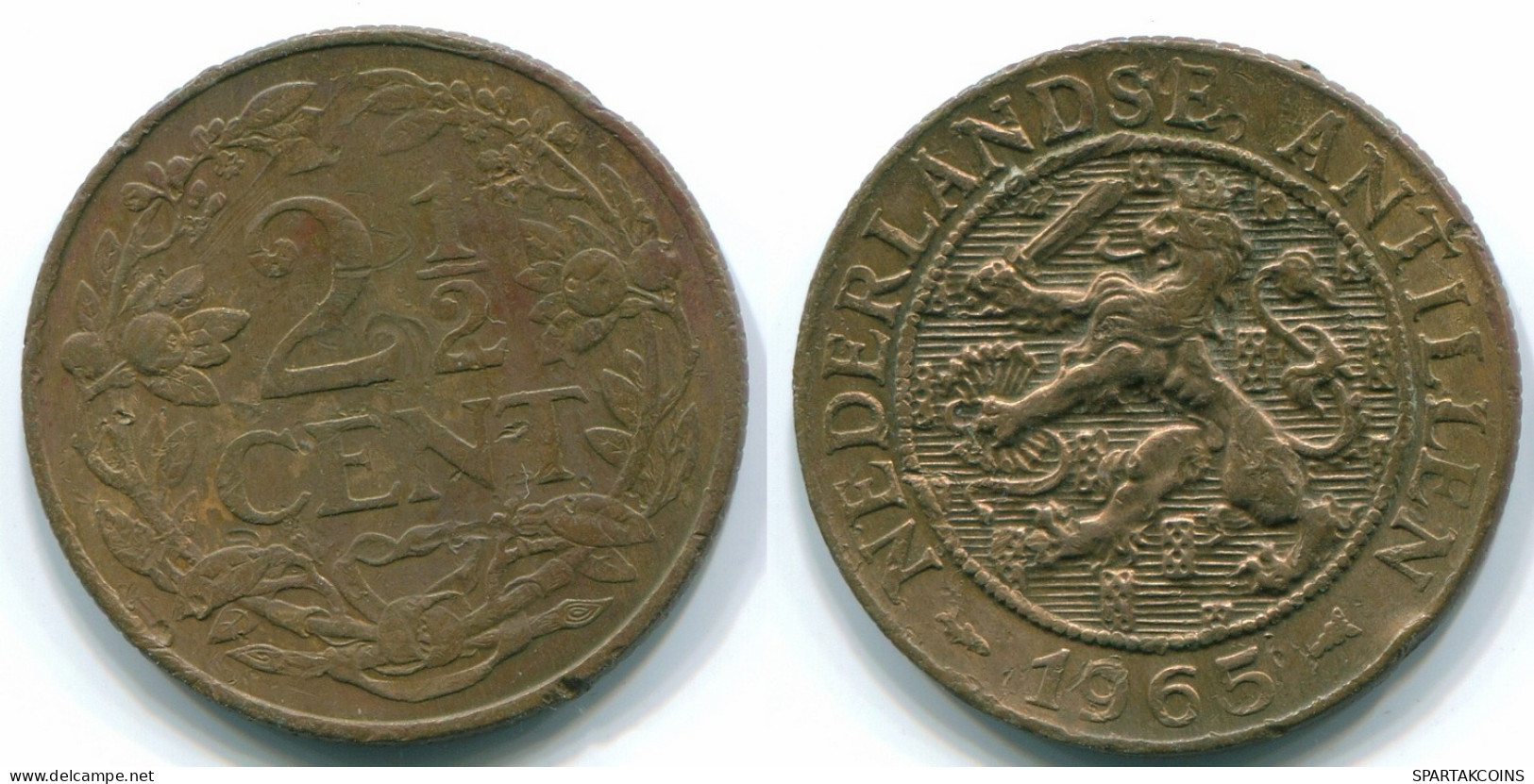 2 1/2 CENT 1965 CURACAO Netherlands Bronze Colonial Coin #S10234.U.A - Curaçao