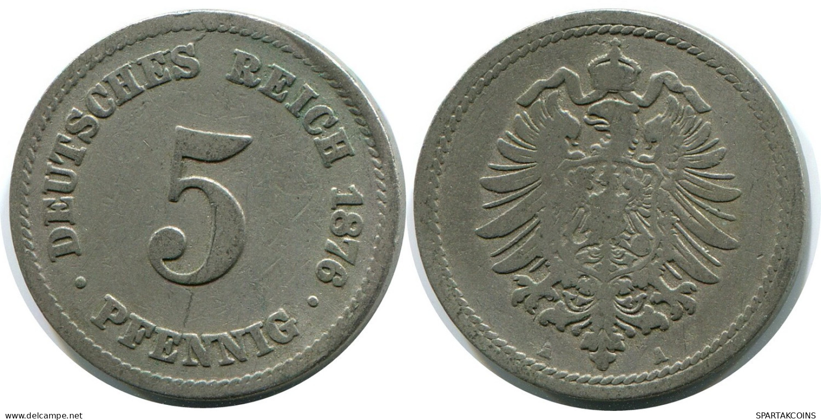 5 PFENNIG 1876 A ALEMANIA Moneda GERMANY #DB139.E.A - 5 Pfennig